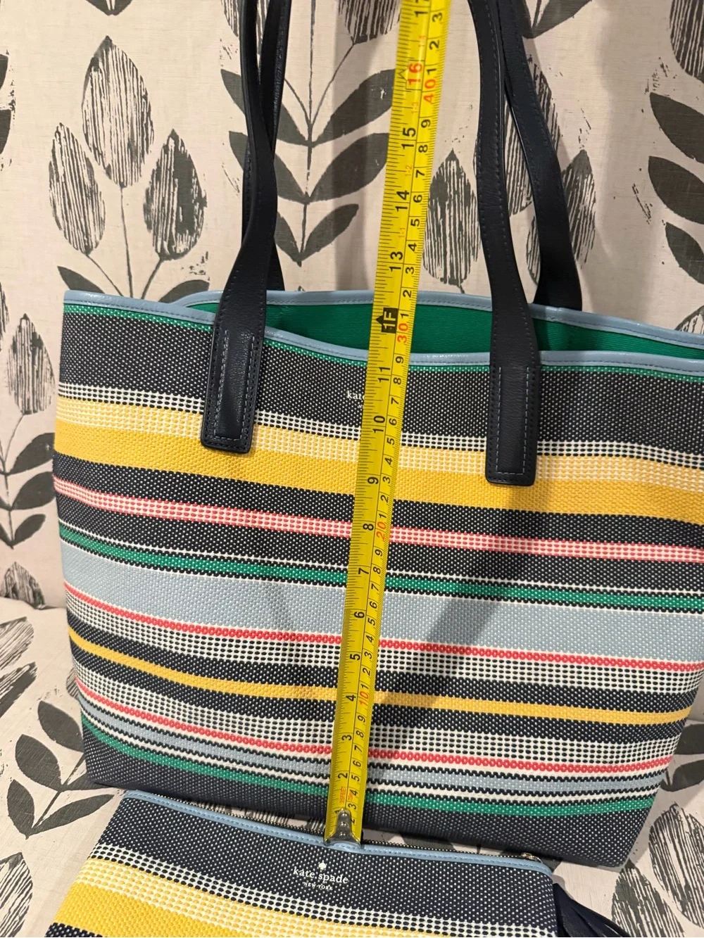 kate spade Multistripe Canvas Tote in Navy, Yellow, Green, Pink, Light Blue